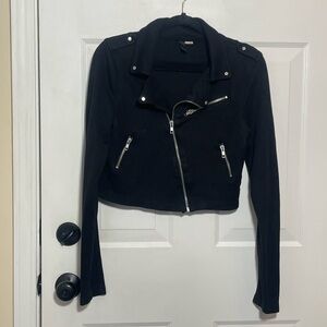 Black H&M Cropped Biker Jacket